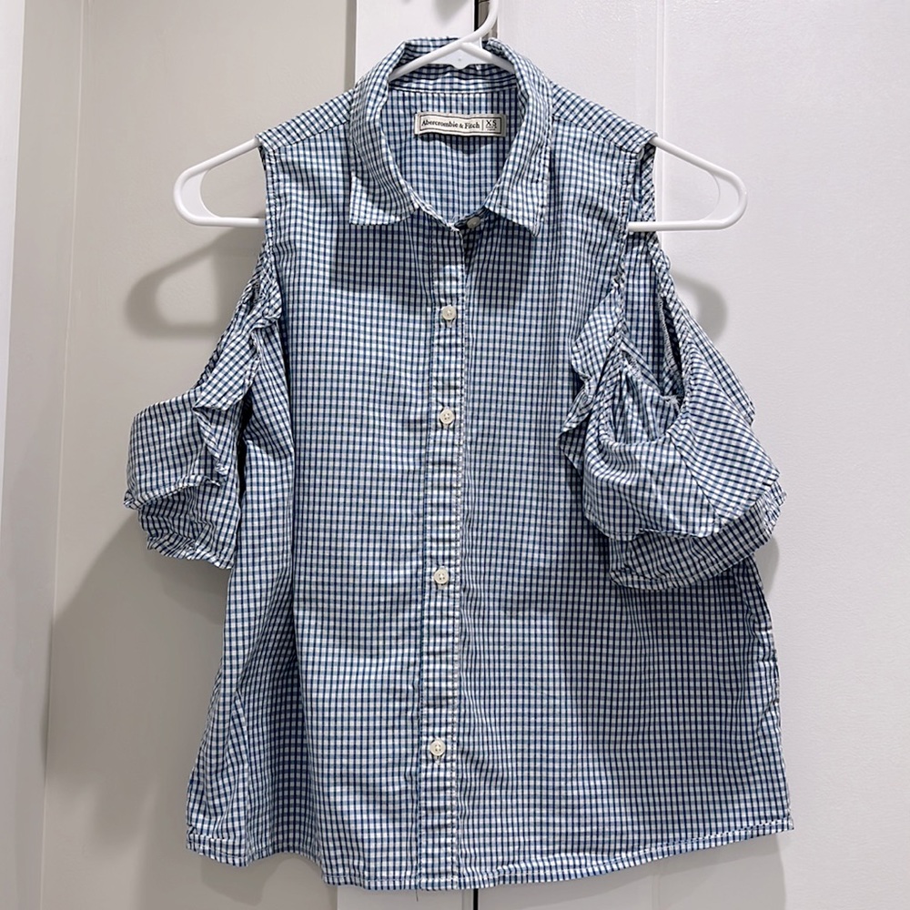 A&F Off shoulder Blue Shirt